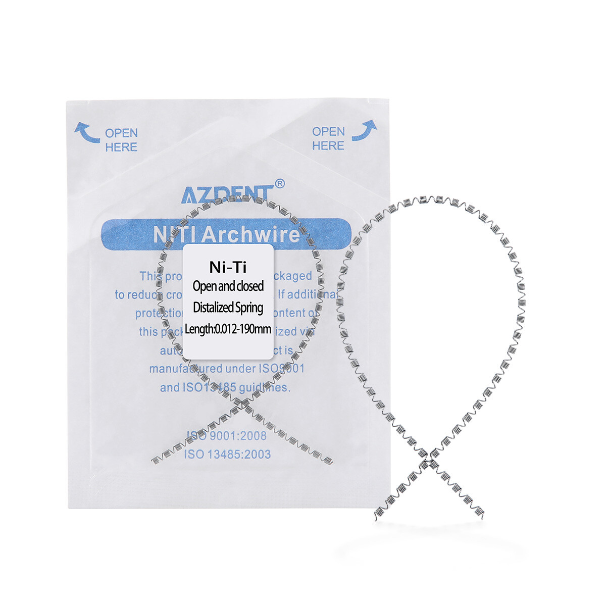 AZDENT Dental Orthodontic Niti Open &Closed Distalized Spring 0.010 /0.012 190mm