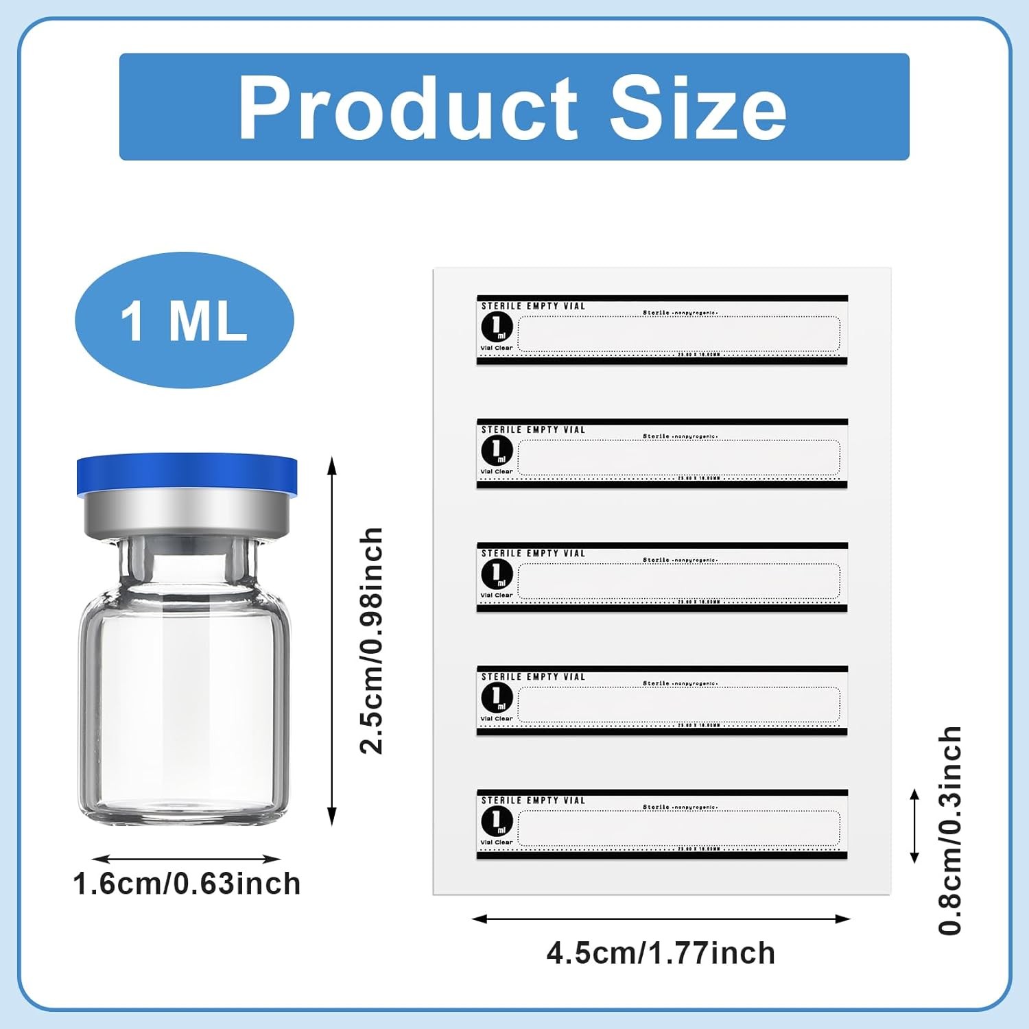 Threlaco 20 Pcs 1ml Sealed Sterile Empty Vials with Self Healing Injection Port