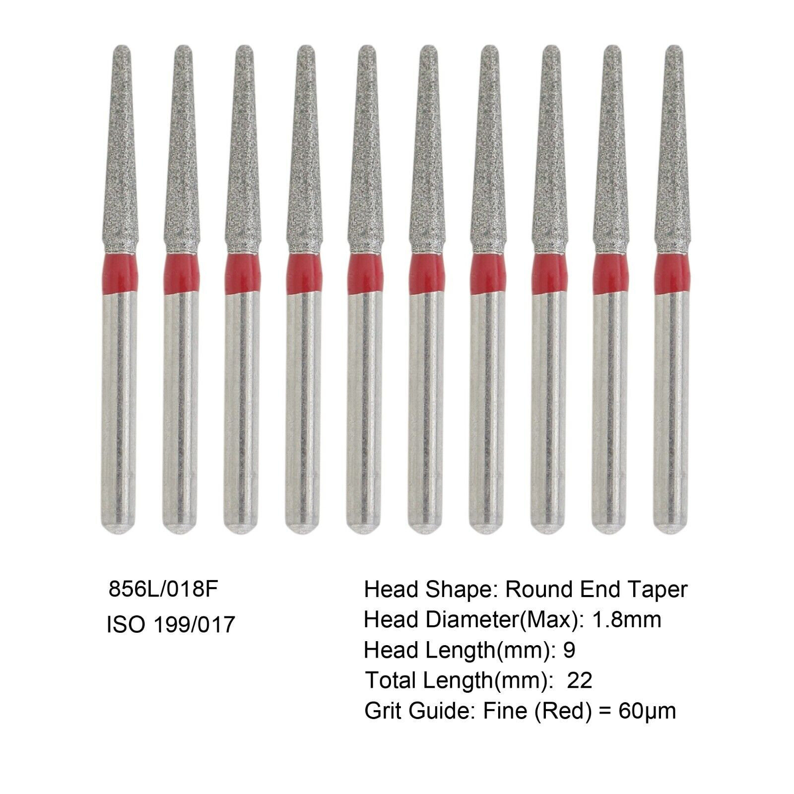Dental Diamond Burs FG Round End Taper Super Coarse Fine Grit High Speed 856 850
