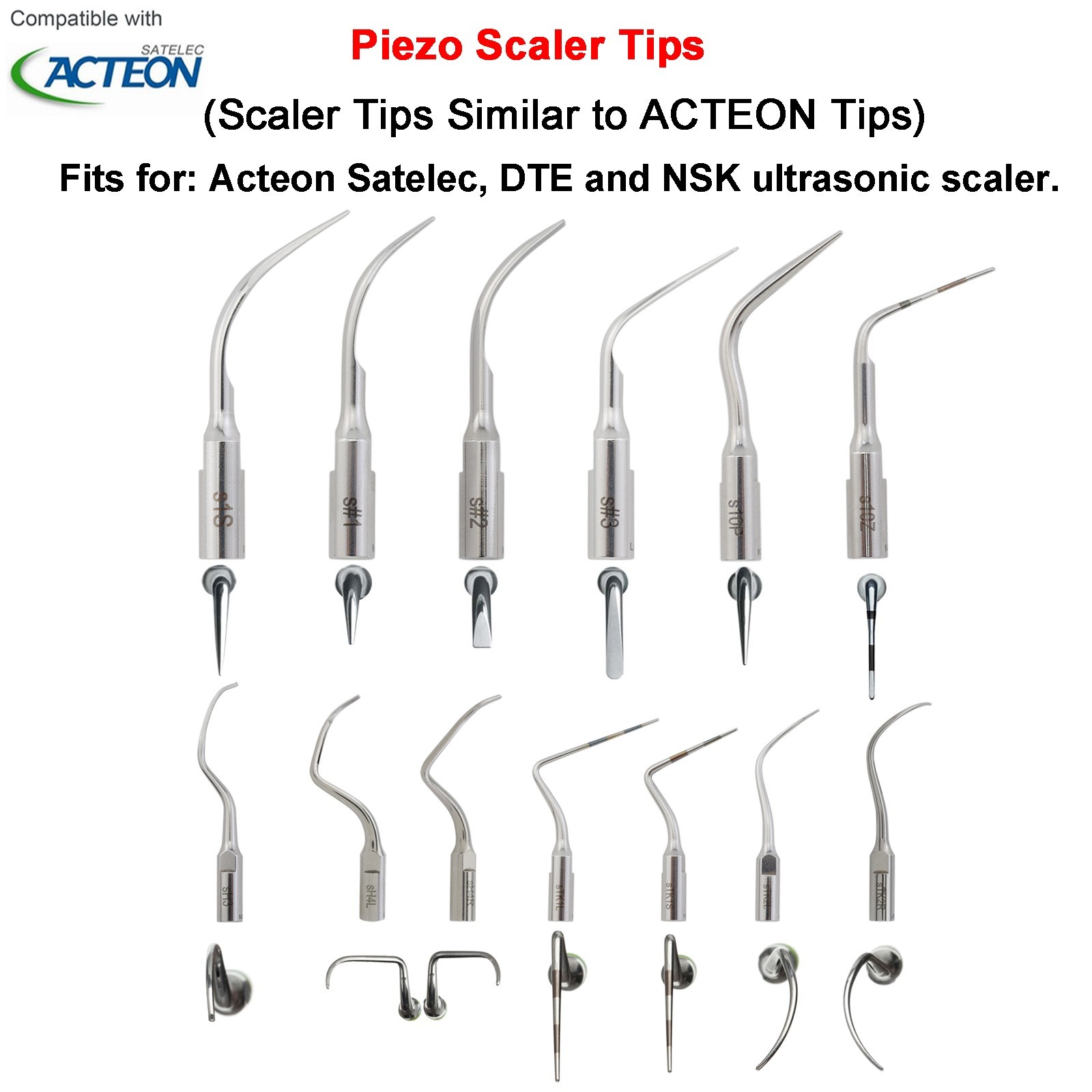 Dental LED Scaler Handpiece HS-7L HD-7L Acteon Satelec Newtron Tips #1 1S H3 10X