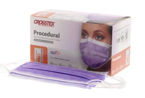 Crosstex GCPLV Procedural Earloop Face Masks Fluid Resistant Lavender 2000/Bx