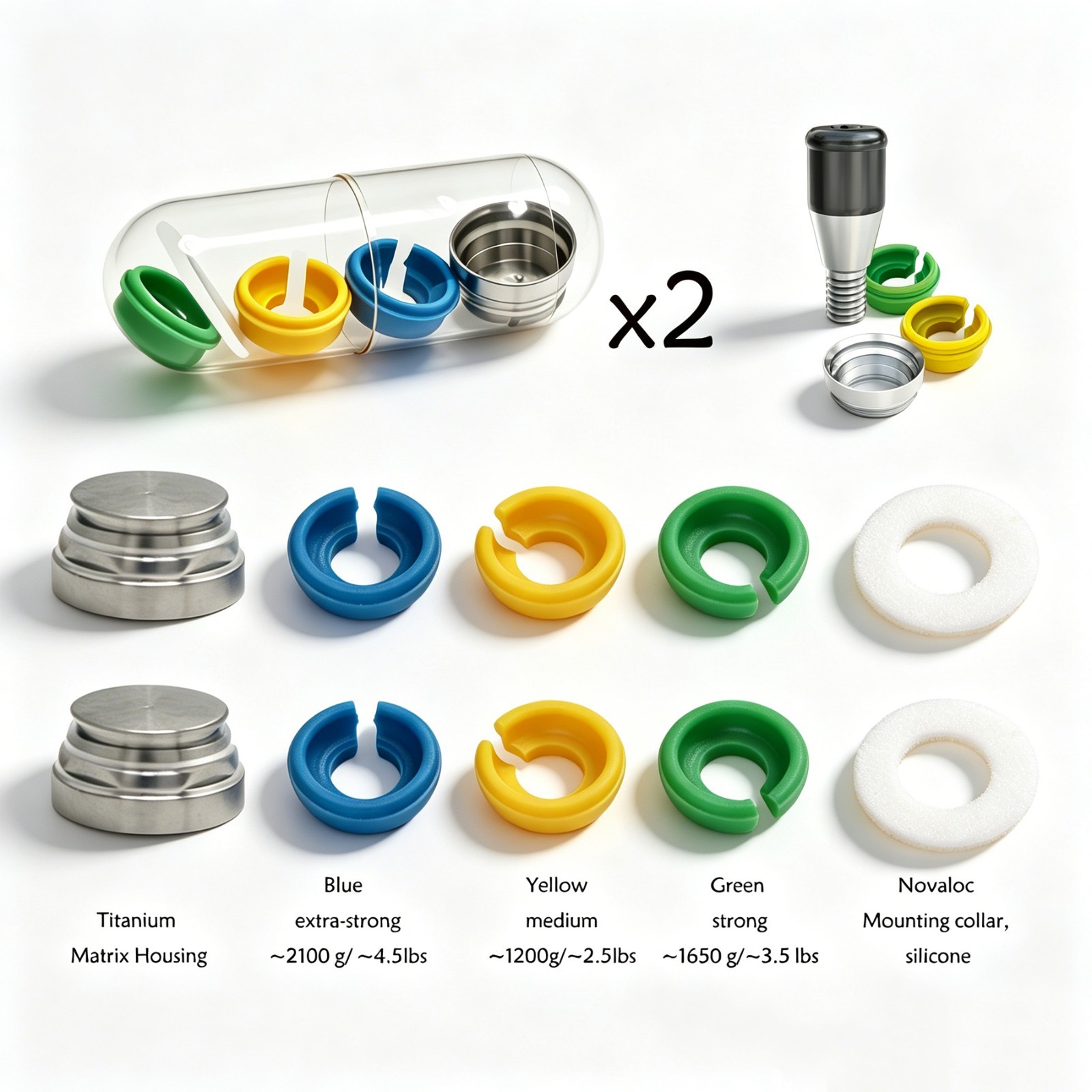 Dental Novaloc PEEK Retention Caps Overdenture Processing Insert Kit for Implant