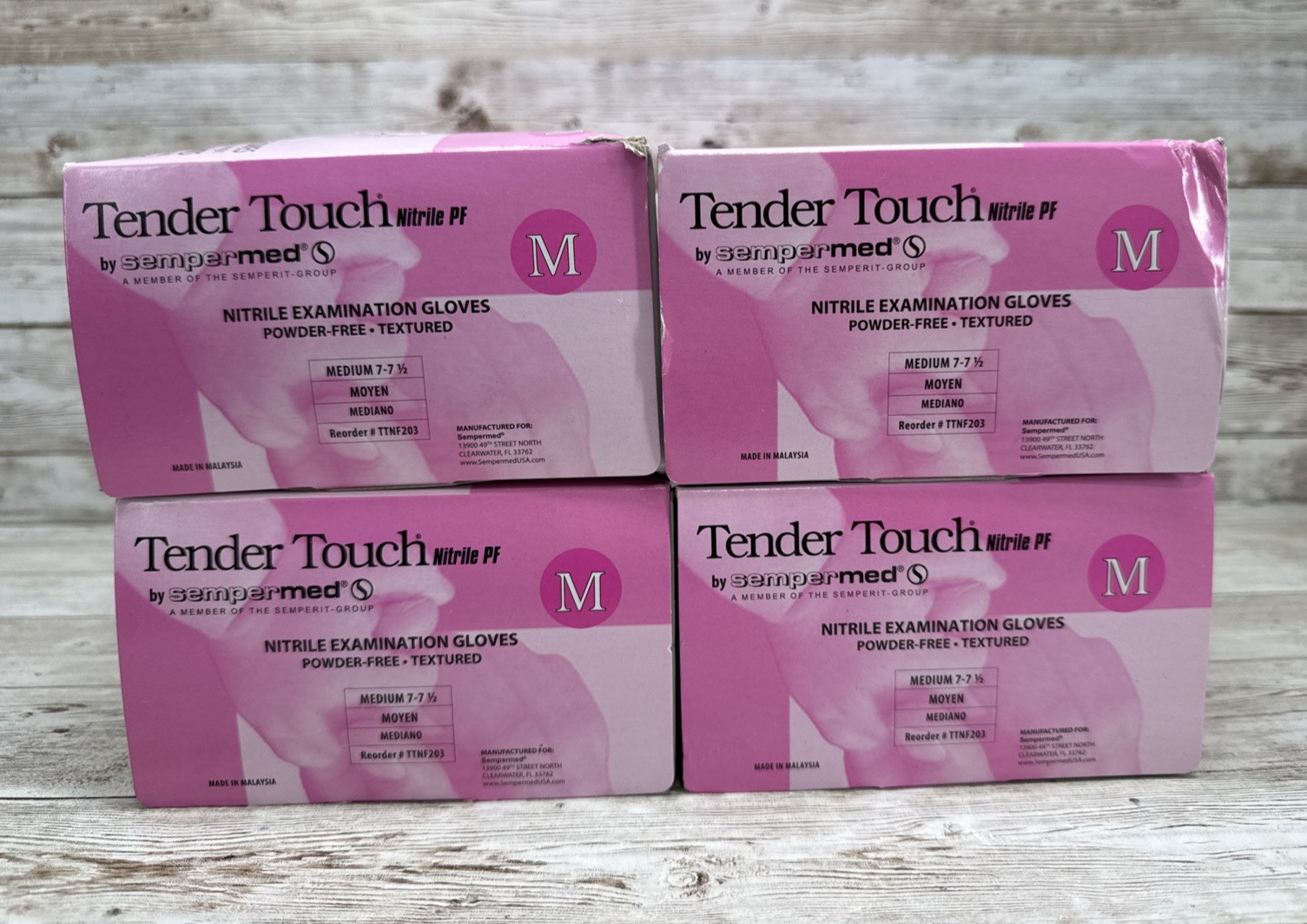 TenderTouch Nitrile Exam Gloves, Textured *4 DENTED Boxes* TTNF203, Size: Medium