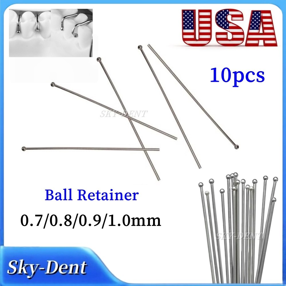 10pcs Dental Ball-Type Retainer J Clasp Oblique Clasps Bars 0.7/0.8/0.9/1.0mm