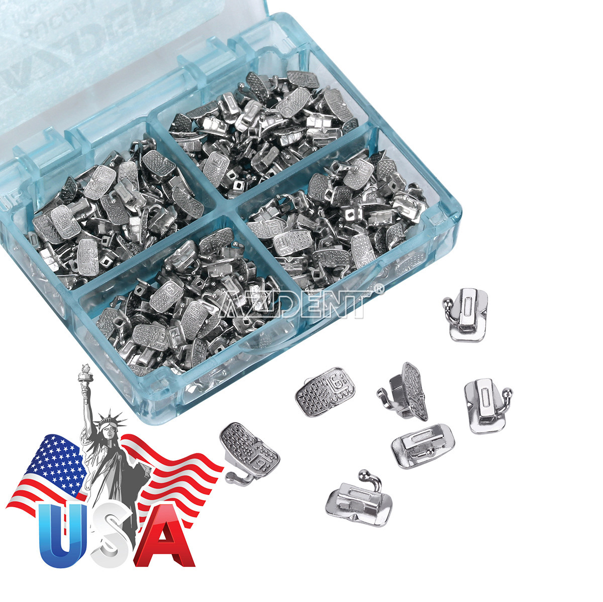 50 Sets AZDENT Dental Monoblock Buccal Tubes 1st Molar Roth 022 Bondable Non-Con