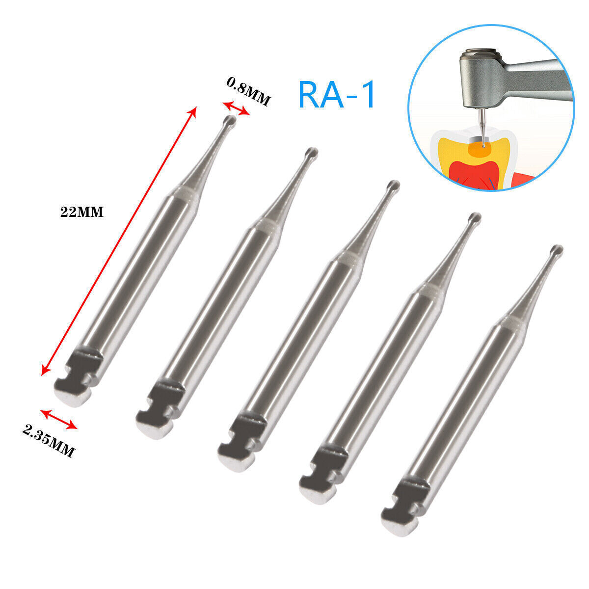 5Pcs Dental Carbide Bur Round f/ Slow Speed Latch Type RA#1-#8 Burs Contra Angle