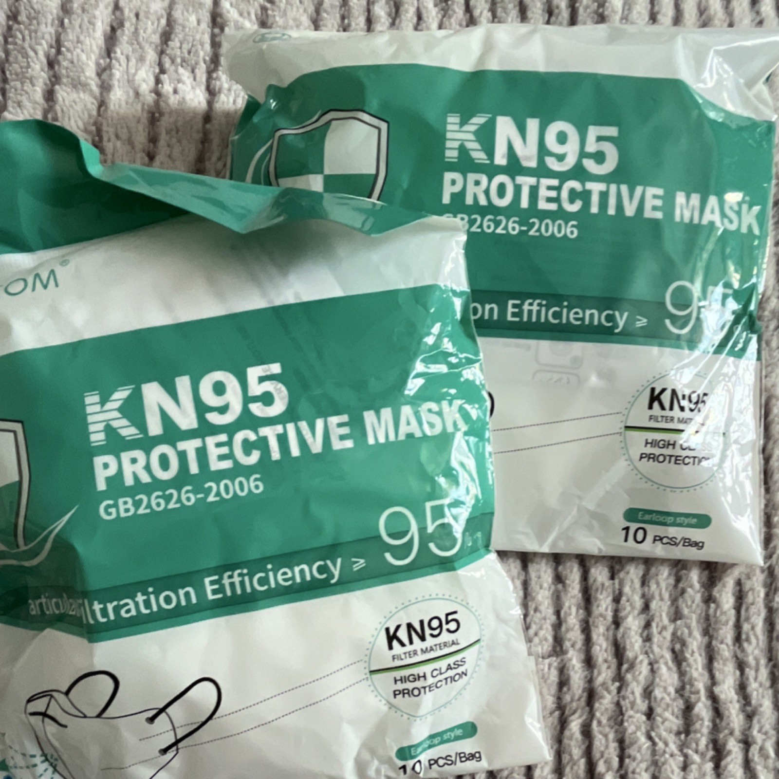 TWO pks Powecom KN95 Protective Face Masks GB2626-2006 Emergency Medicine 10 PCS