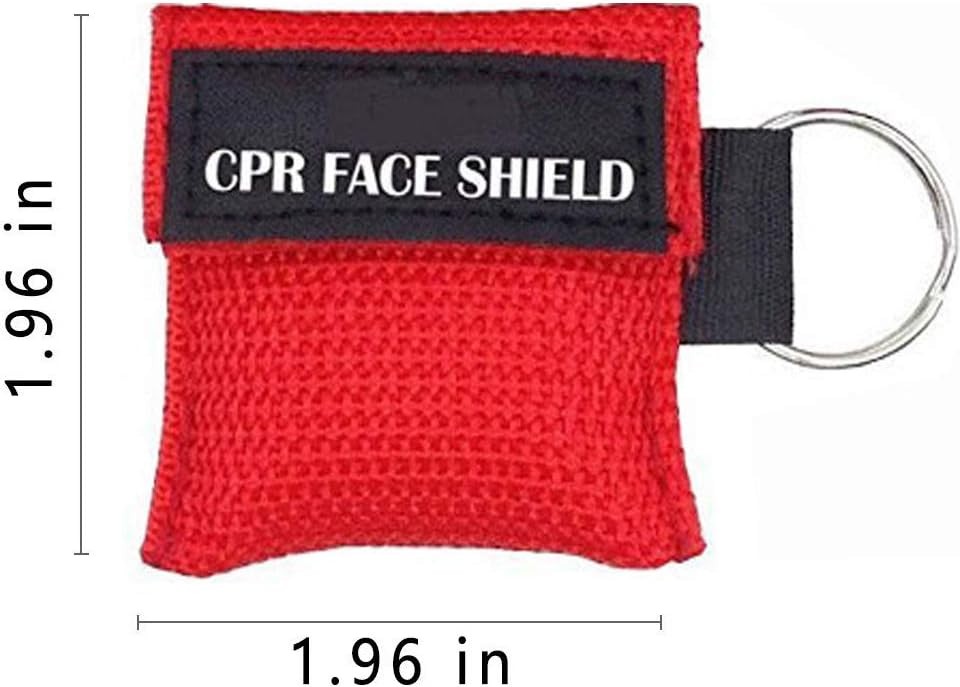25pcs CPR Face Shield Mask Keychain Red