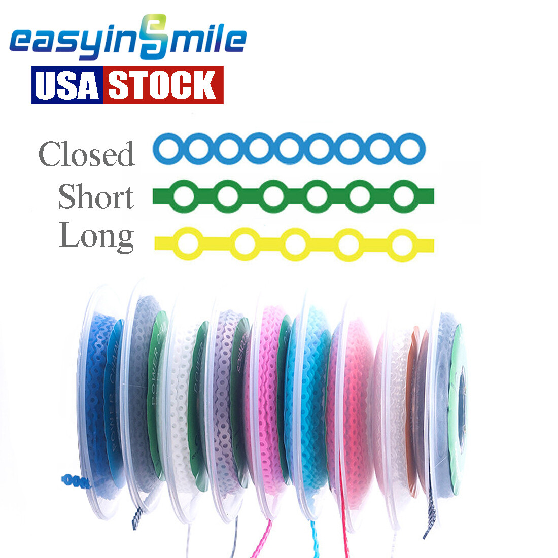 1PCS Dental Power Chains Orthodontic Braces Super Elastic Short Long Closed 15FT