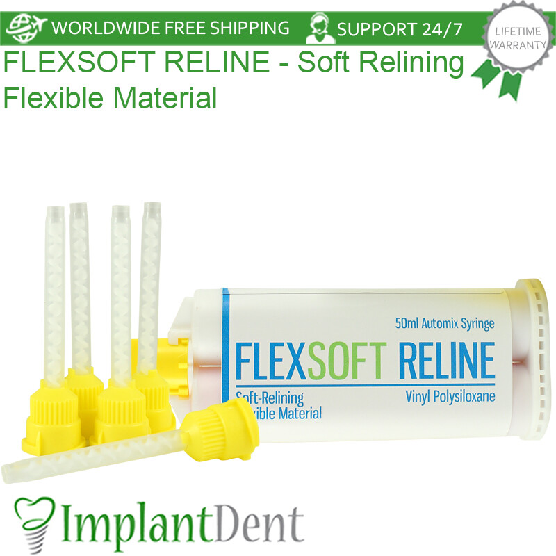 Dental Flex Soft Reline Relining Flexible Material 50ml Pink Silicone Denture