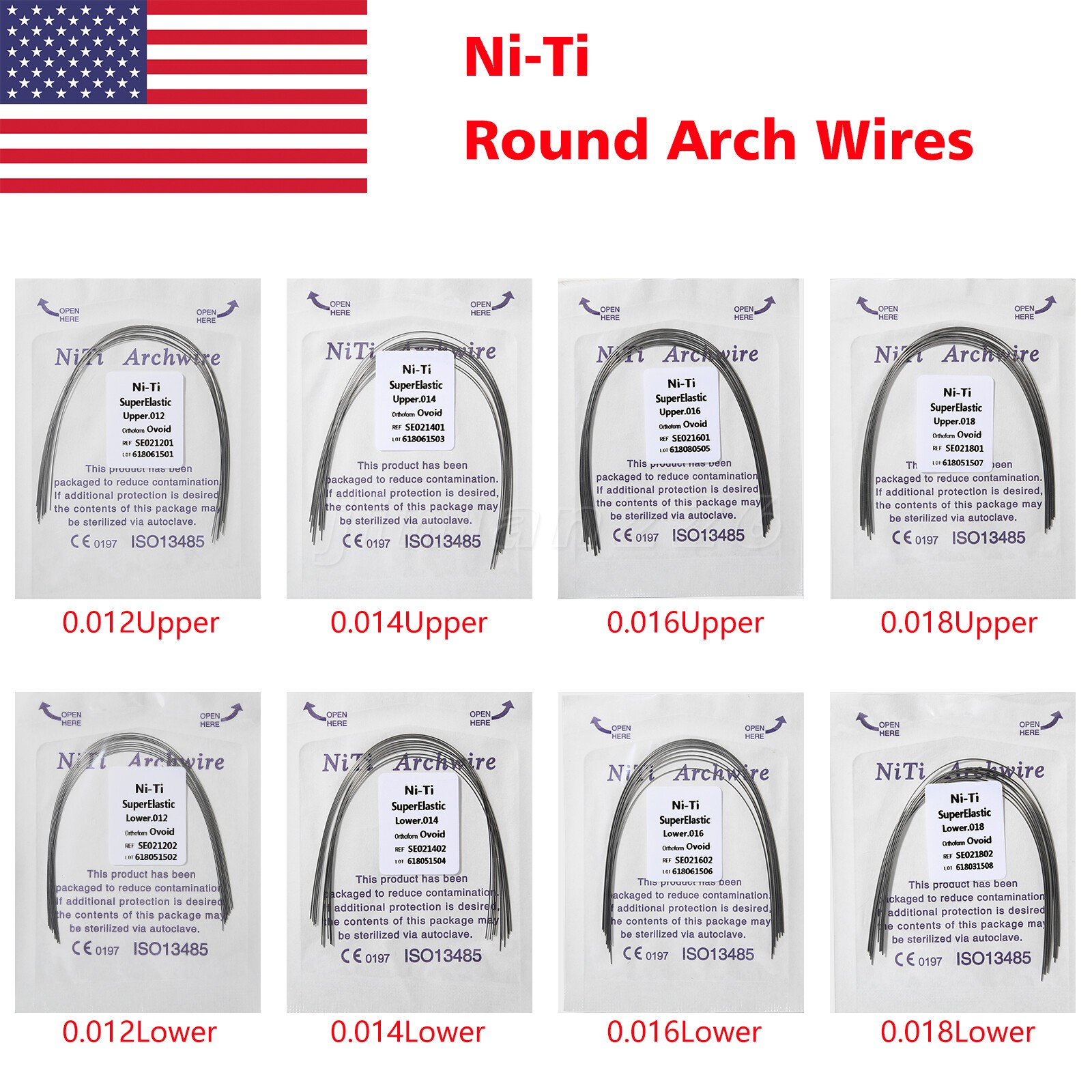 10 packs Arcos de Dental Ortodoncia Redondos Niti Arco de Alambre Su Arch Wire