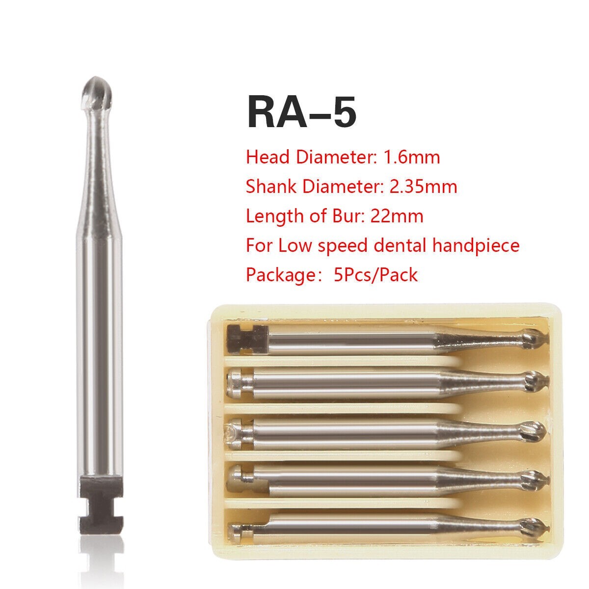 Dental Round Latch Carbide Bur RA 1 2 3 4 5 6 7 8 For Slow Speed 5Pcs/Box