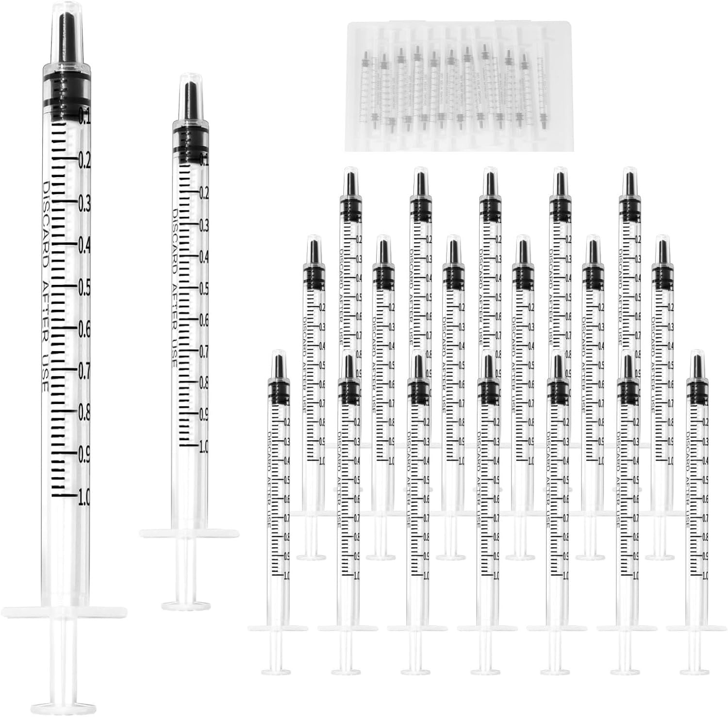 20 Pack 1ml Syringe for Liquid, 1cc Plastic Small Syringes for Scientific Labs,