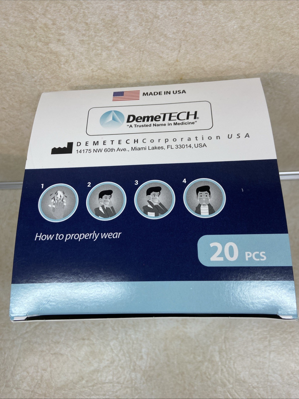 DEMETECH N95 Respirator Face Mask, NIOSH Approved, Made in the USA, Pack of 20