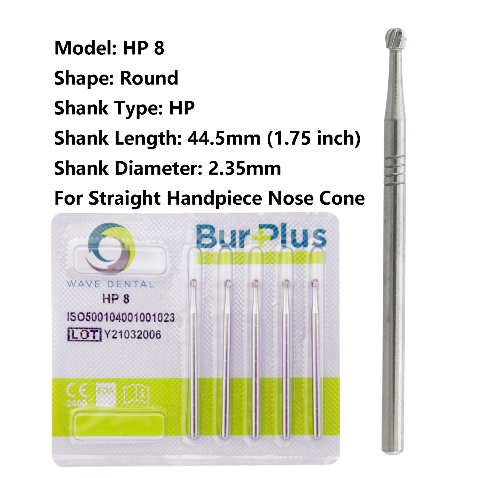 Wave Dental Round Surgical Burs Carbide for Straight Handpiece HP 1/4 2 3 4 5 6