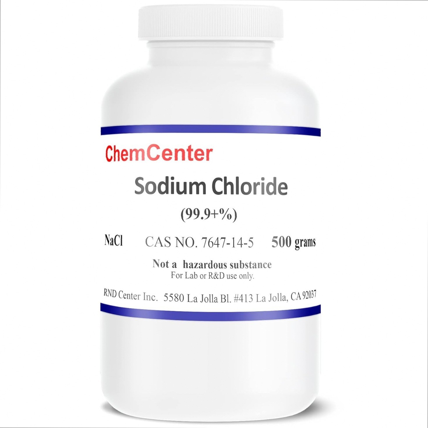 Cloruro de Sodio Puro 99.9% 500g NaCl Cristales para Laboratorio e Investigación