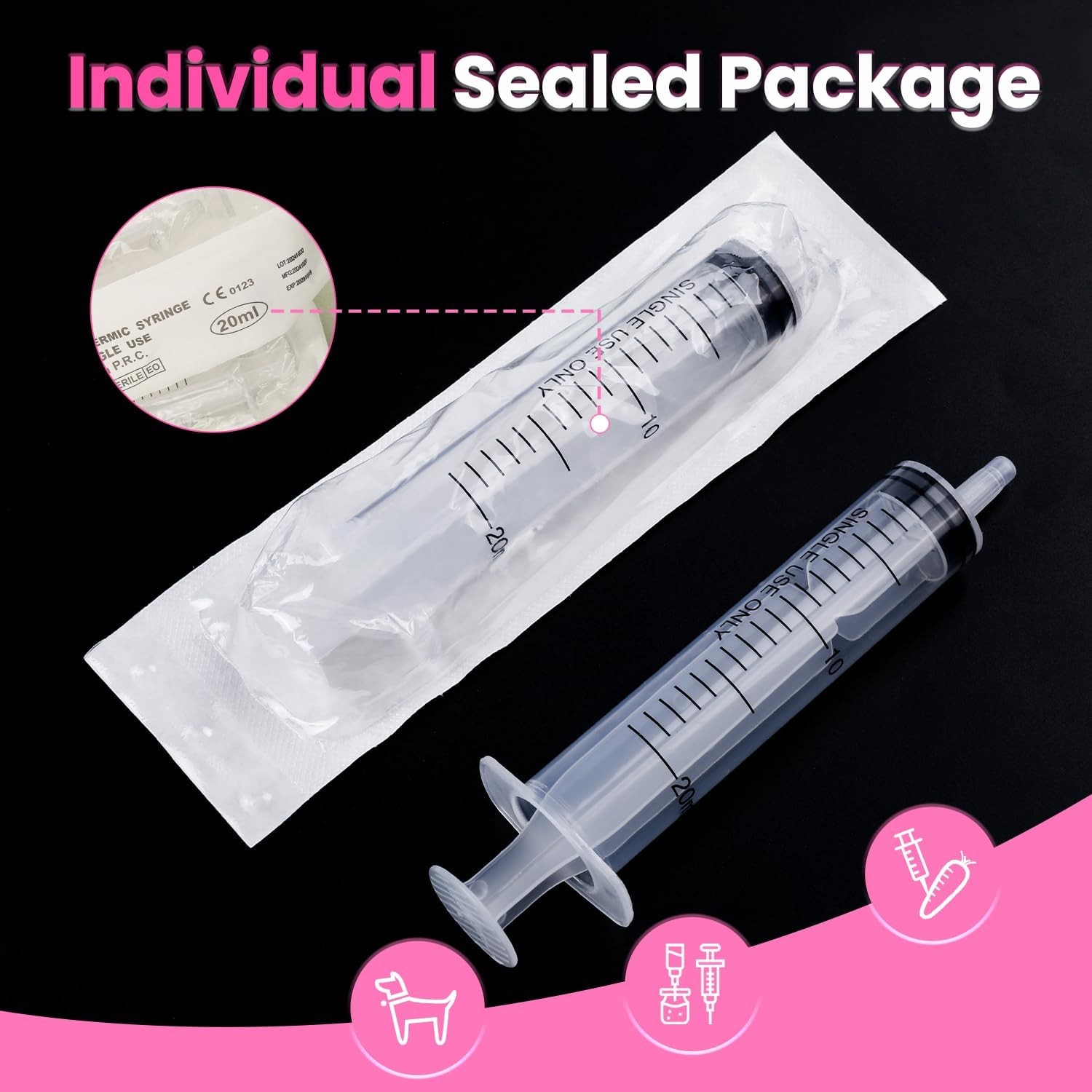 20 PCS 20ml Oral Syringe With Cap,Plastic without Needle for…