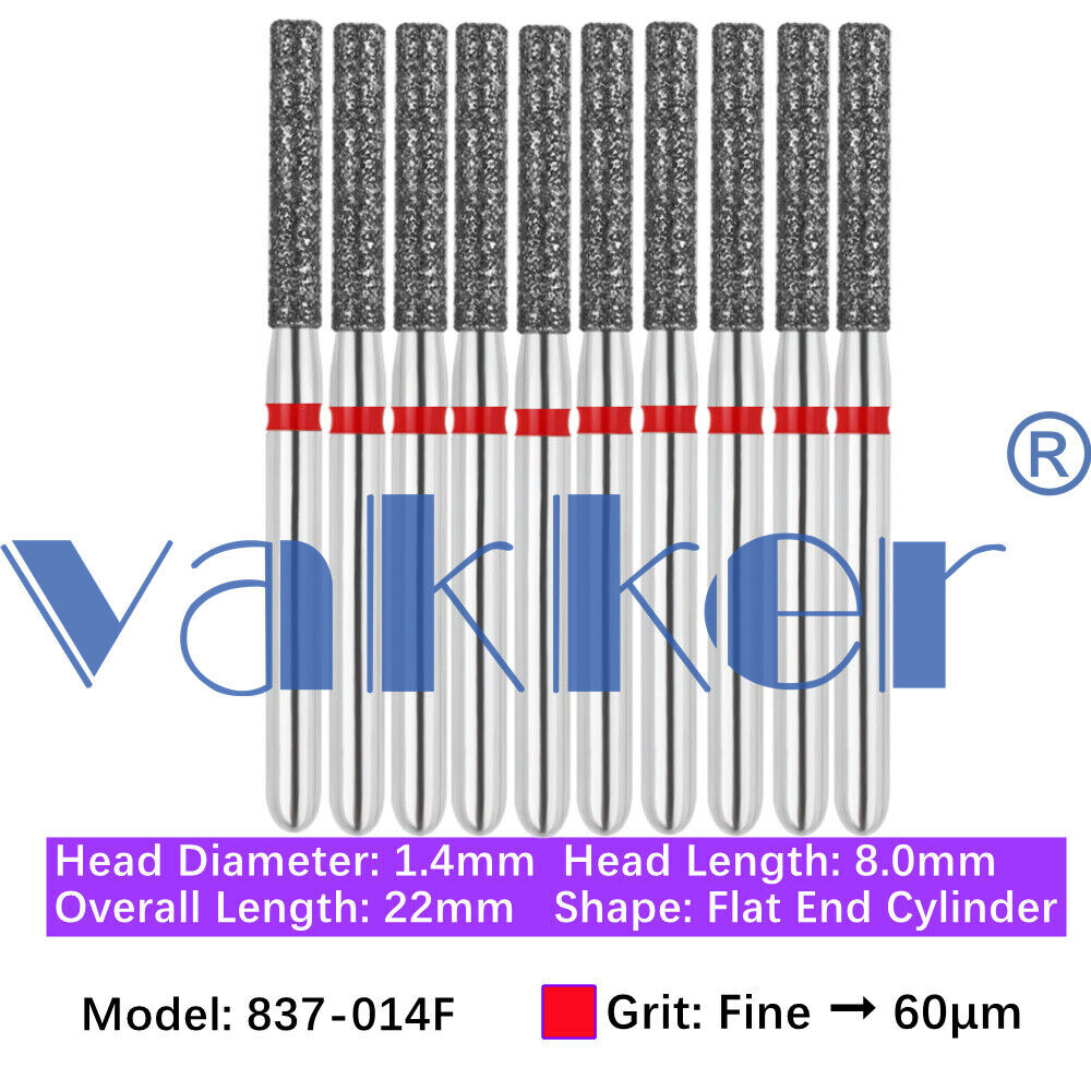 10pc Diamond Burs Shape Flat & Round End Modified Cylinder Fine Medium Coarse