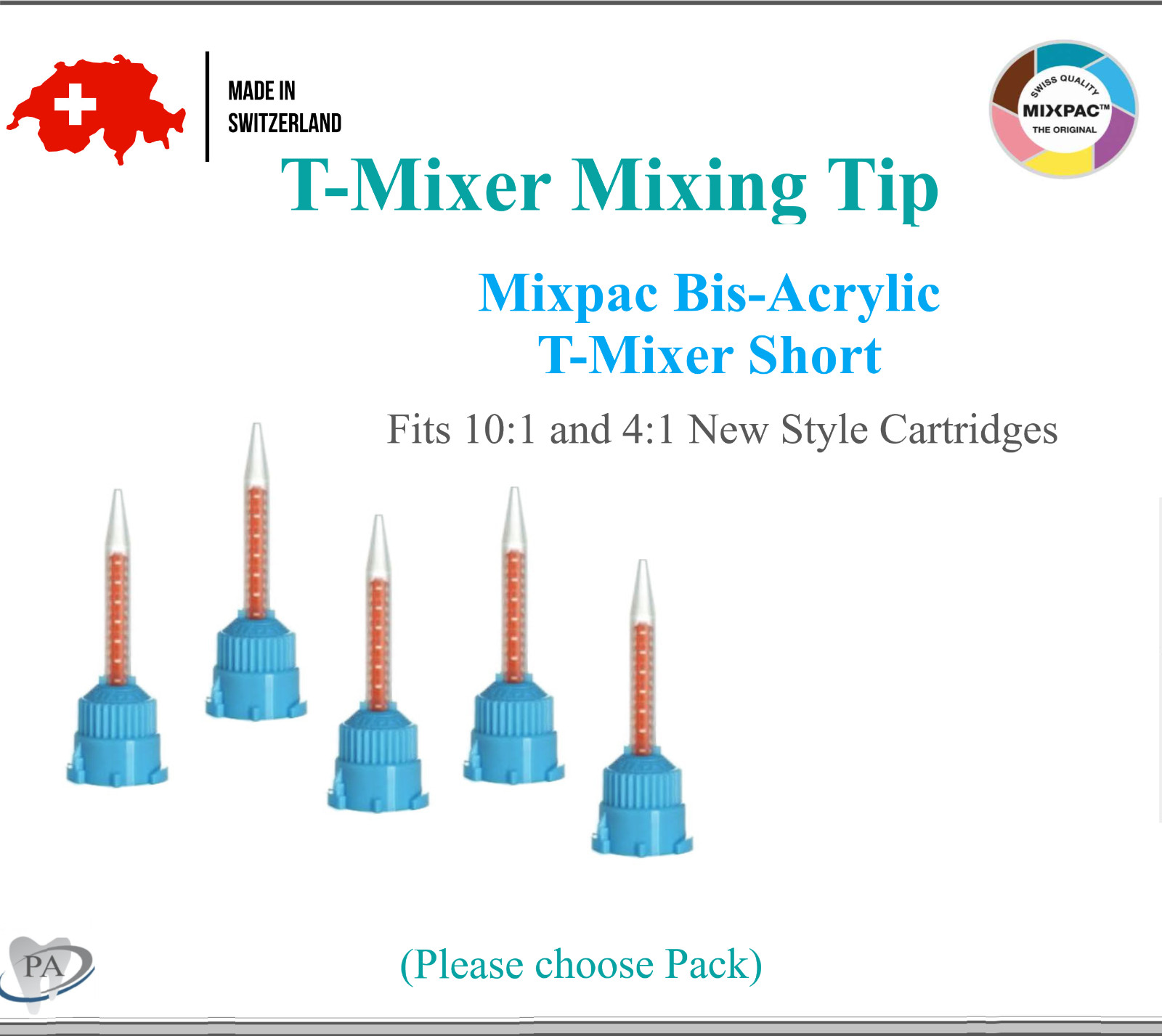Dental Crown & Bridge HP Mixing Tips 4:1 10:1 Fine Blue/Orange, MIXPAC HP Tips