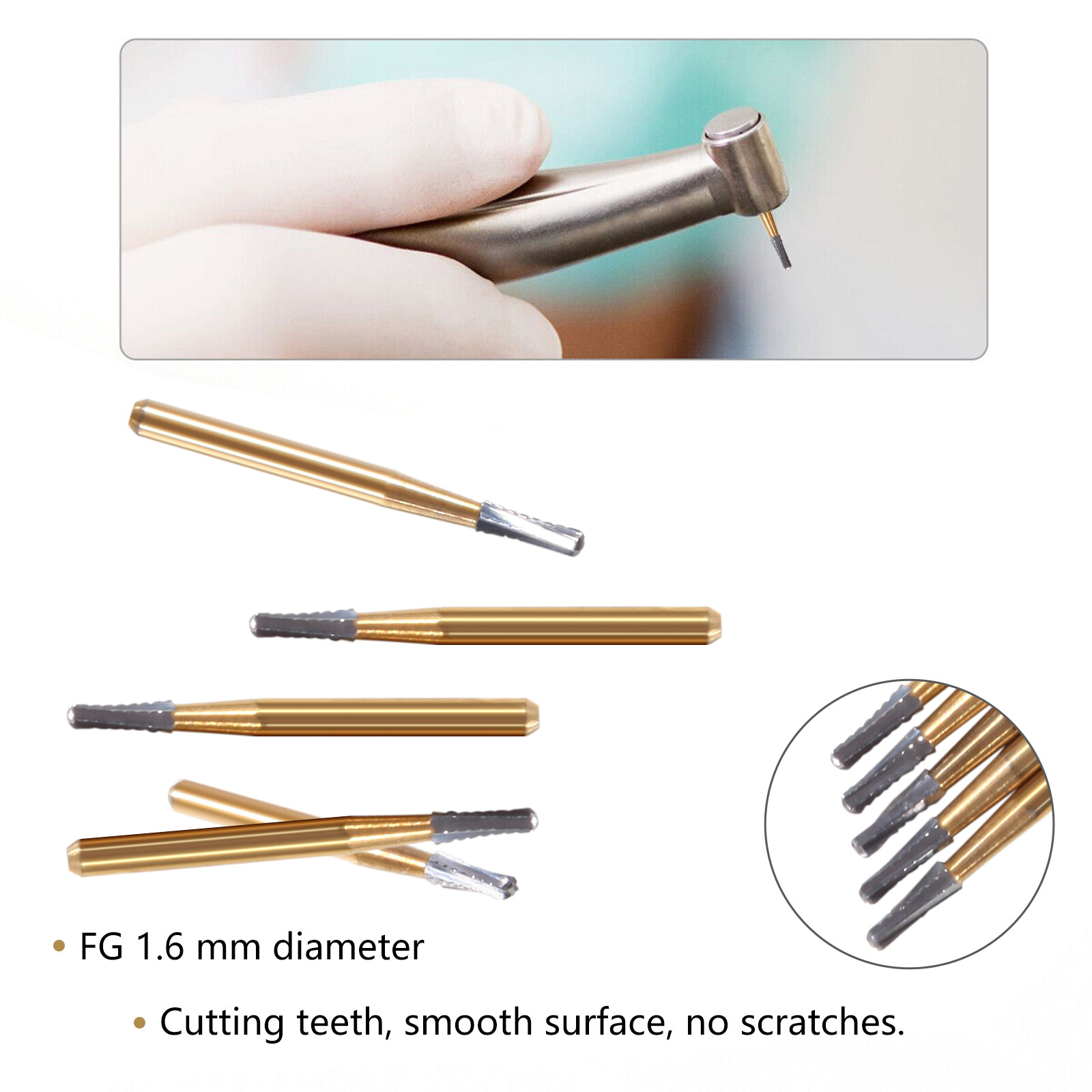 10*Dental Tungsten Steel Carbide Crown Metal Cutting Burs For High Speed FG-1957
