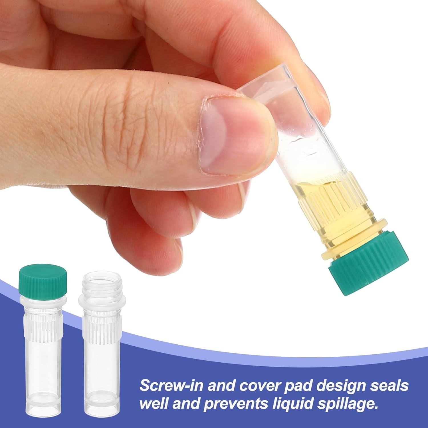 Self-Standing Cryogenic Tubes, 25 X 1ml with Green Caps for Safe Storage