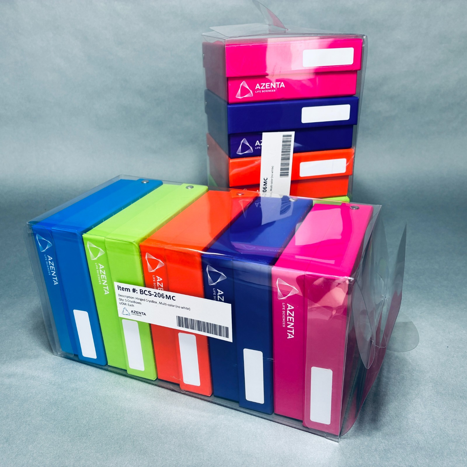 Azenta TruCool Hinged Lid 2 in CryoBox 81-Place Multi Colored Pack of 10 Boxes