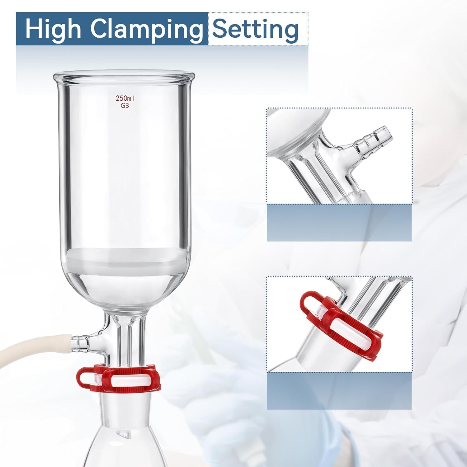 Glass Vaccum Suction Filter Filtration Kit 250/500ml Funnel&1000mL Flask LAB Set