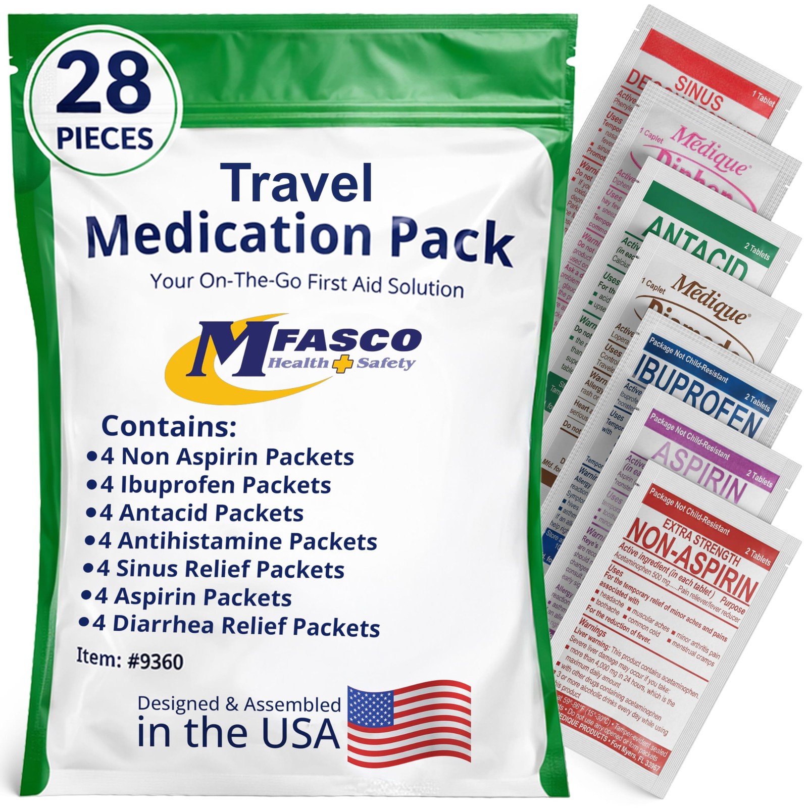 MFASCO – 7 in 1 – Travel Size Medicine Kit – TSA Approved | 28 First White