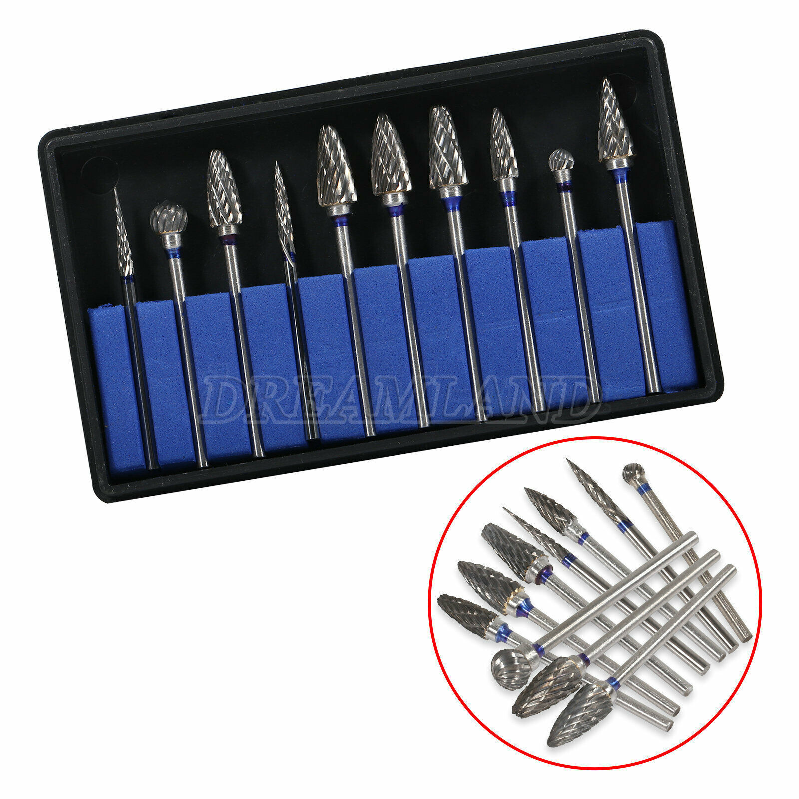 Dental Carbide Tungsten Steel Polishing Drills Acrylic Carbide Burs