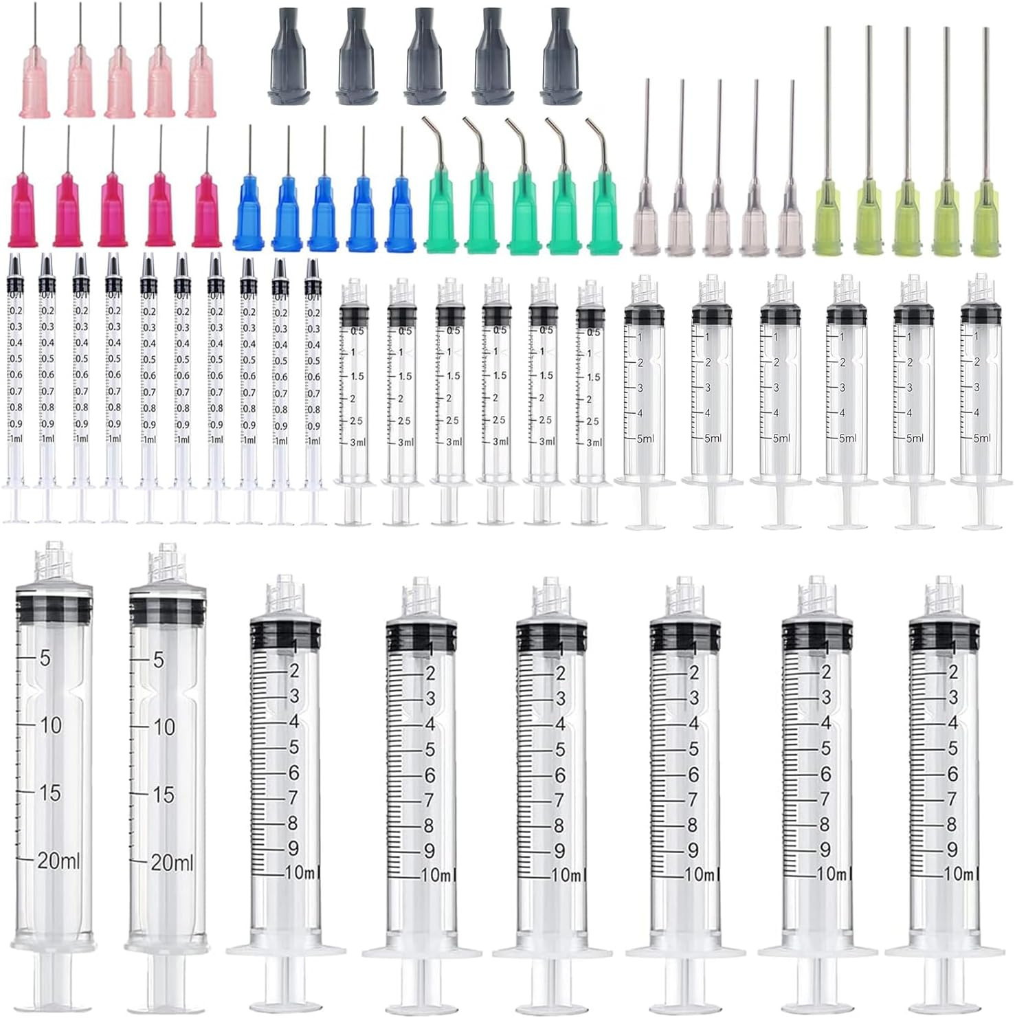 30 Pack 1Ml, 3Ml, 5Ml, 10Ml, 20Ml Glue Dispenser With14Ga,16Ga, 18Ga, 20Ga, 2…