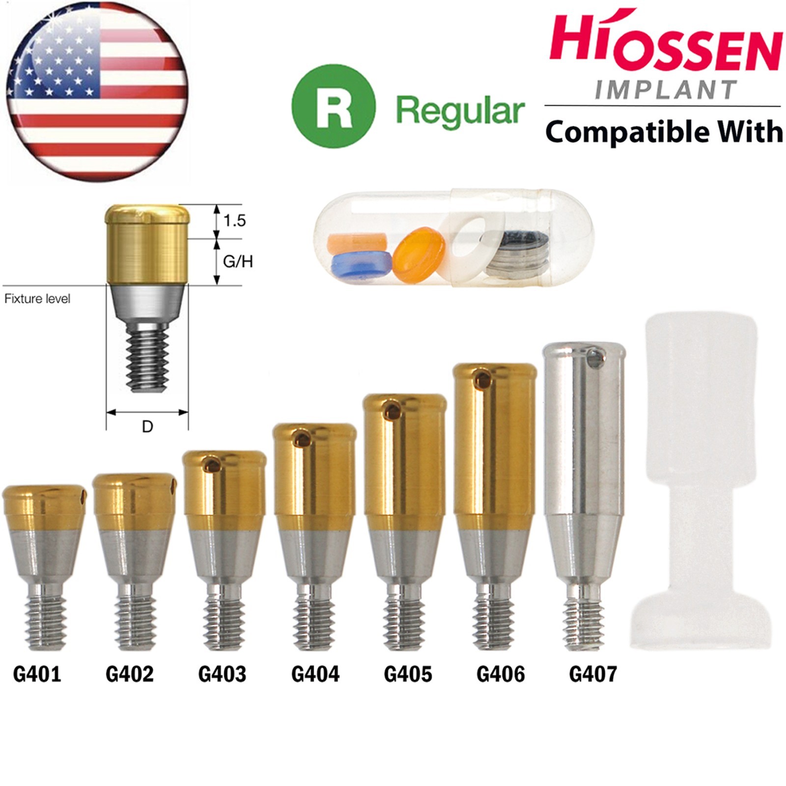 US Overdenture Locator Abutment Mini/Regular Fit Hiossen ET/Osstem TS Platform