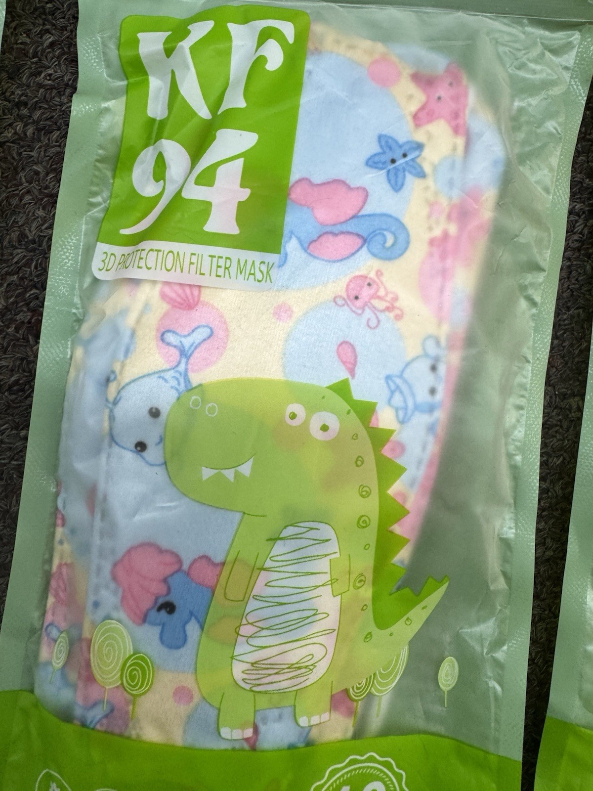 (40) Kid’s Face Masks KF94 Pink With Clouds & Rainbows & White Floral Disposable