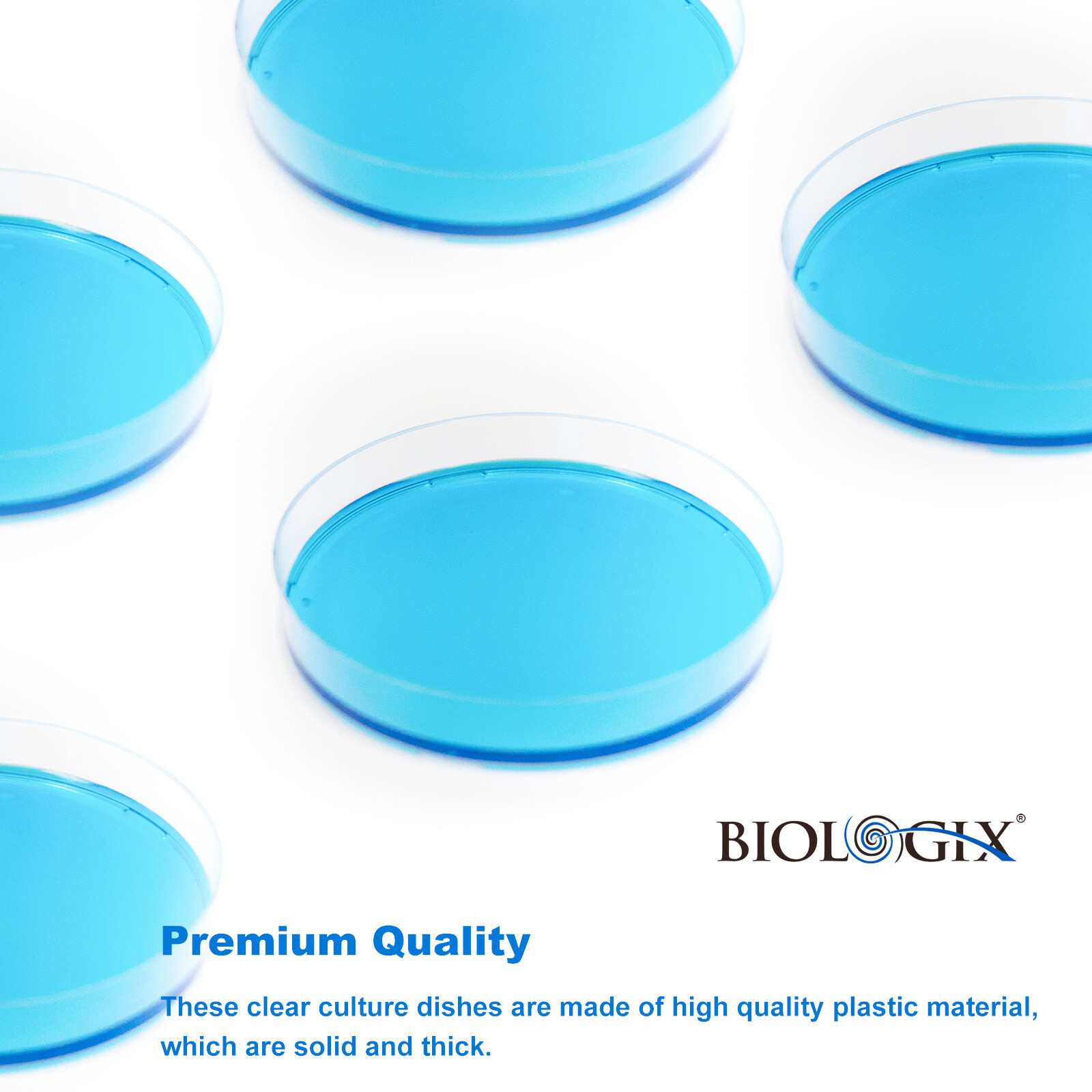 Biologix Plastic Petri Dishes with Lids, Sterile Culture Plates for Science Lab