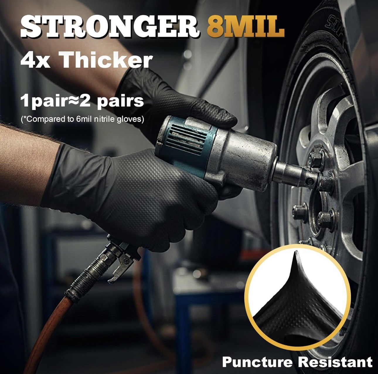 TitanFlex Heavy Duty Black Industrial Nitrile Gloves, 8-mil, Large, Box of 10…