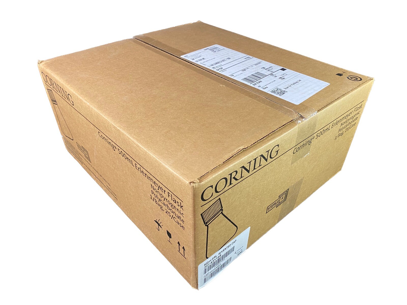 CORNING Polycarbonate 500mL Erlenmeyer Flask w/ Vented Cap 431145 (25/cs)