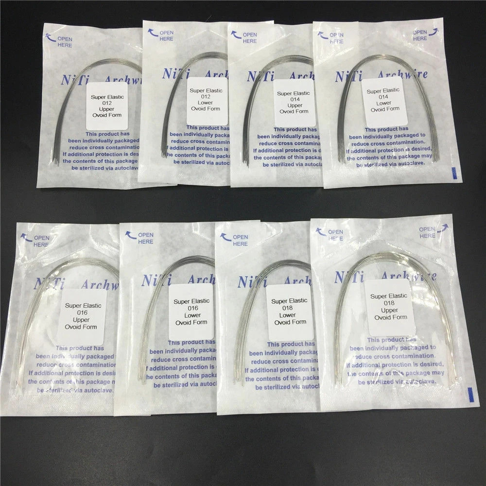 Dental Elastic NiTi Arch Wire Round Ovoid+Ligature Ties+Standard Roth 022 345