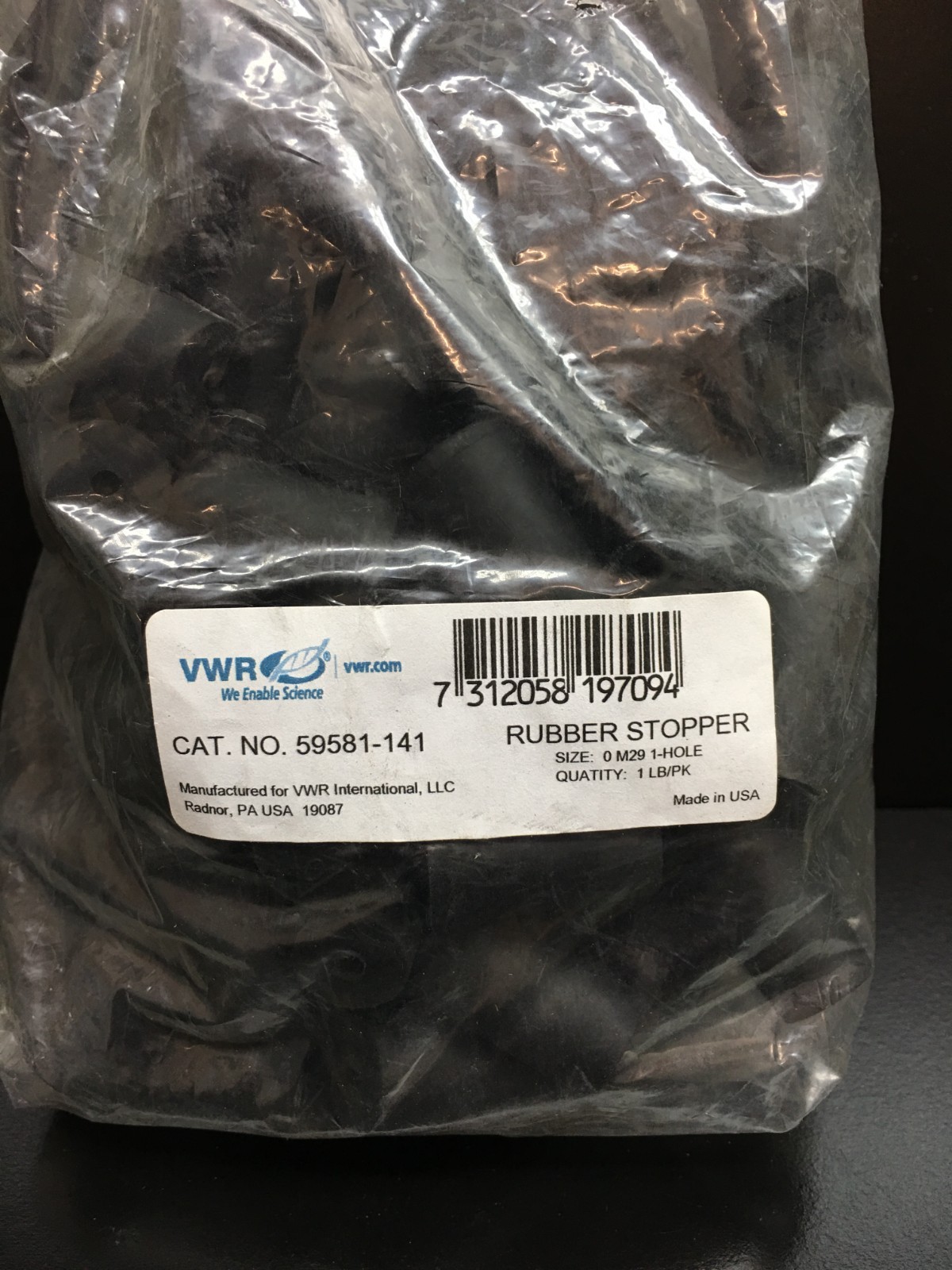 VWR Cat No 59581-141 Size 0 One Hole Rubber Stoppers 80 PCS
