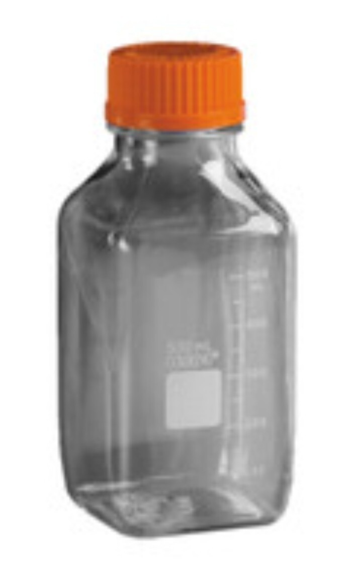 Corning 431433 Square 1000mL Sterile Plastic Media Bottle 45mm Orange Cap 24/cs