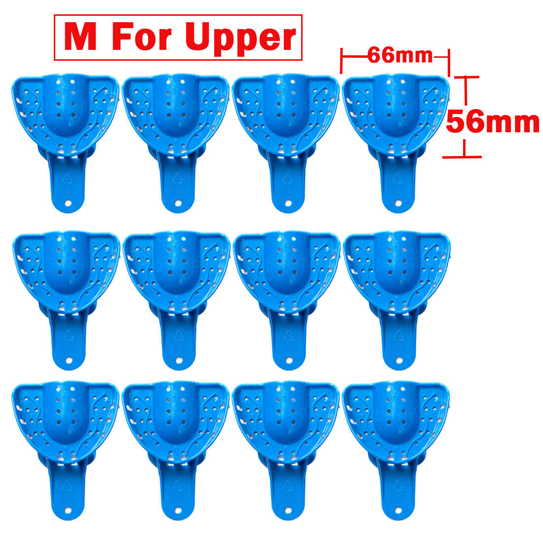 EASYINSMILE 12Pc Dental Plastic Impression Tray Perforated Upper/Lower Autoclave