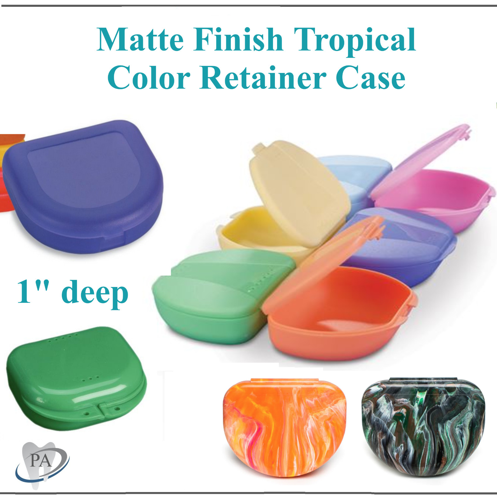 Dental Retainer Case Ortho Appliance Box, Denture, Patient Sticker 1″Deep, 2/Pk