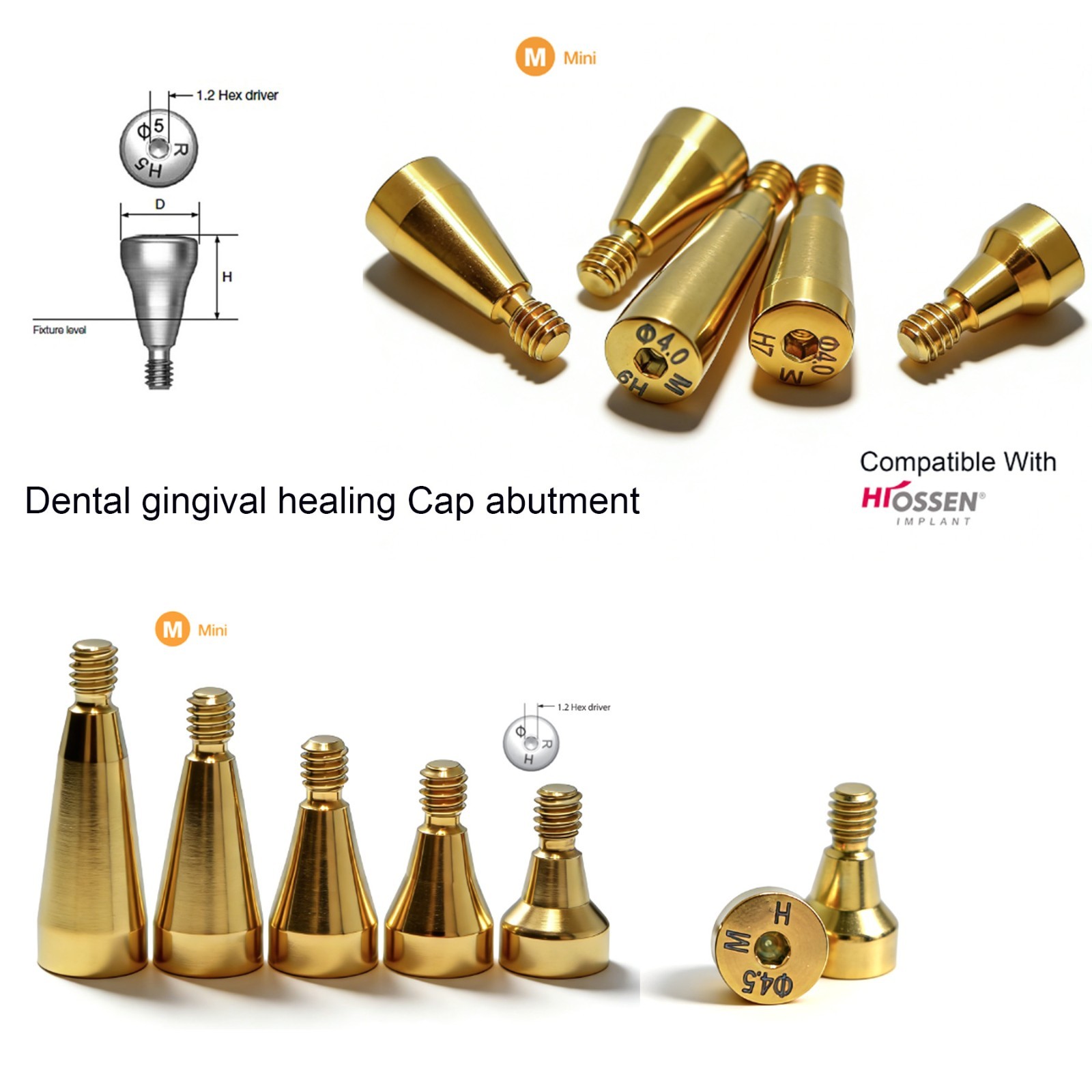 US Dental Healing Abutment Compatible Oss Hiossen ET/TS Mini Regular Platform
