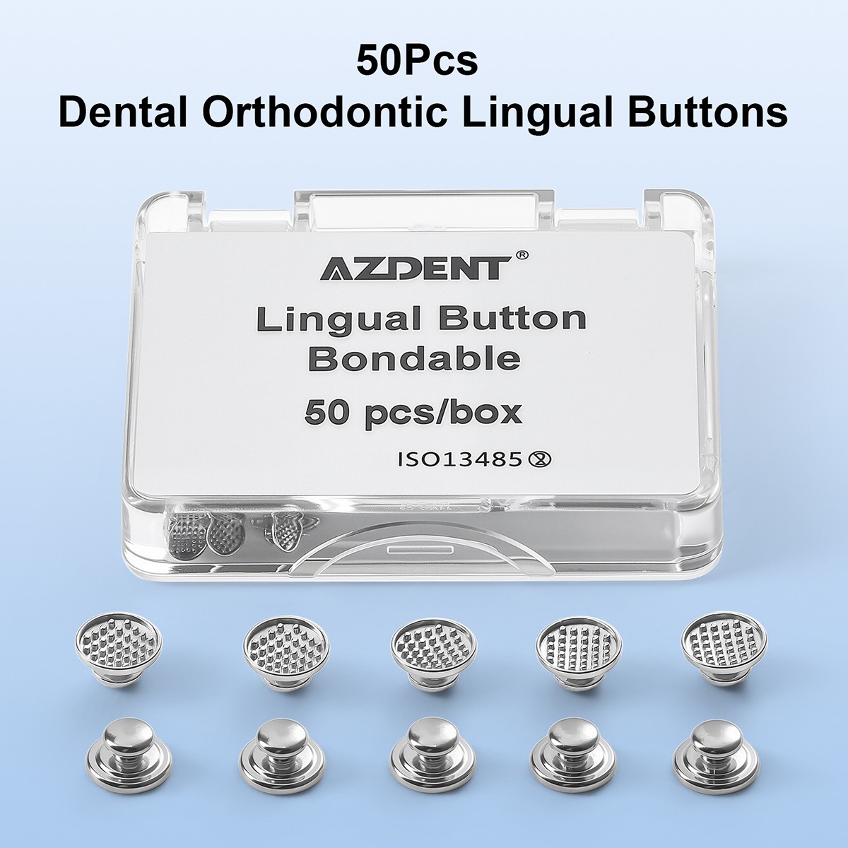 50pcs/Box Dental Ortho Lingual Buttons Bondable Round/Rectangular Mesh Base/MIM