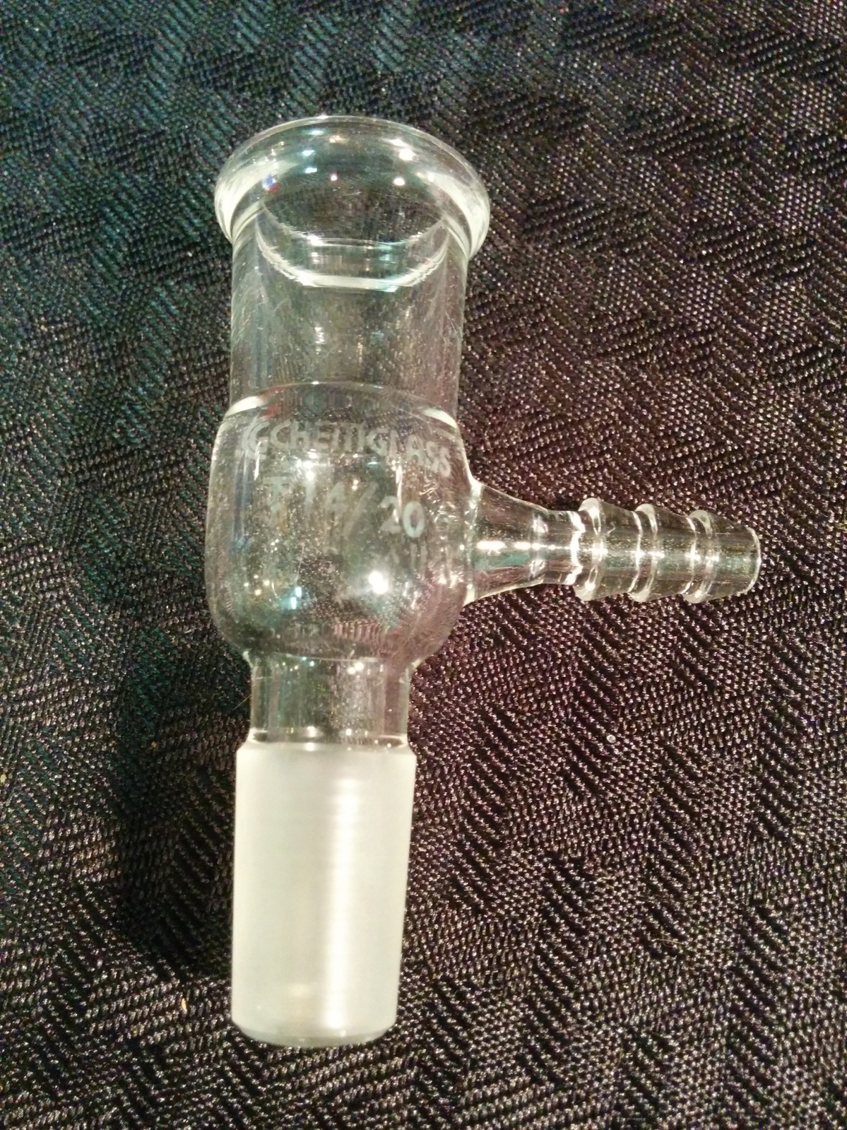 CHEMGLASS Glass #1 Top Pluro Stopper Vacuum Filtration Adapter 14/20 Inner Joint