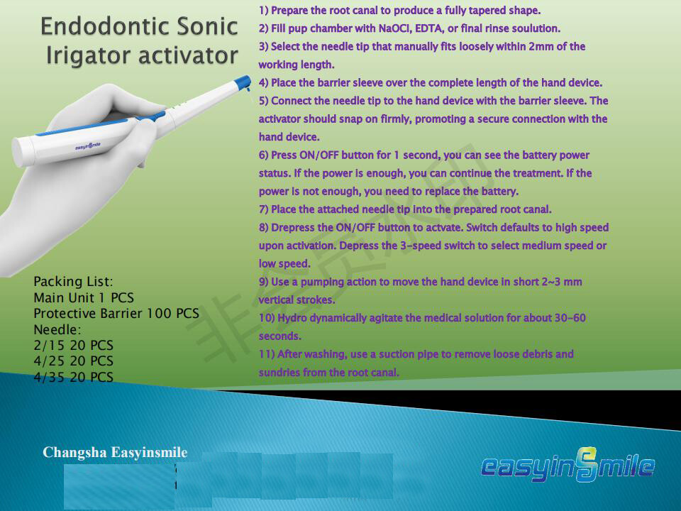 Easyinsmile Cordless Endo Activator Root Canal Sonic Irrigation 60 Activator Tip