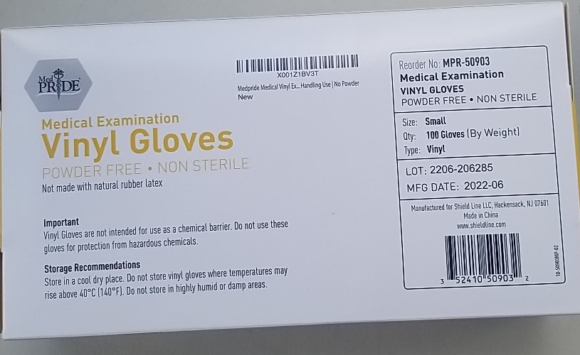 Medpride Medical Vinyl Examination Gloves, Latex Free Rubber, Size Small -100/Bx