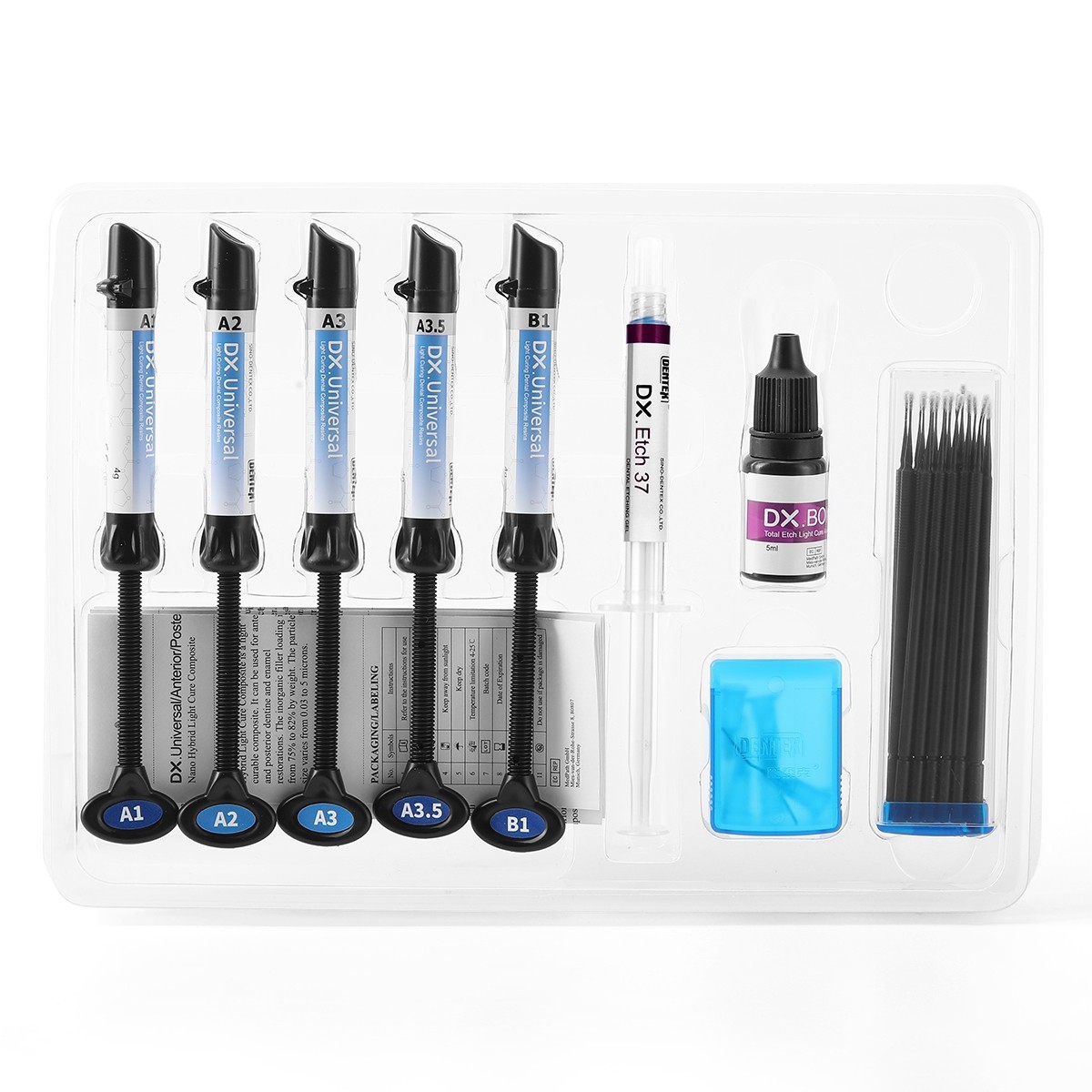 Dentex Kit de resina de compuesto de cura dental Light Shade A1 A2 A3 A3.5 B1