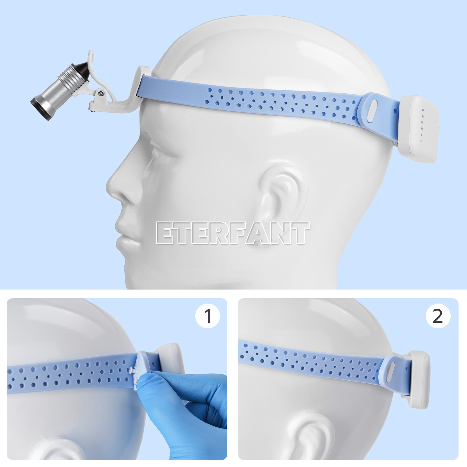 ETERFANT Lightweight Silicone Headlamp Dental Surgery Medical 5W LED Blue
