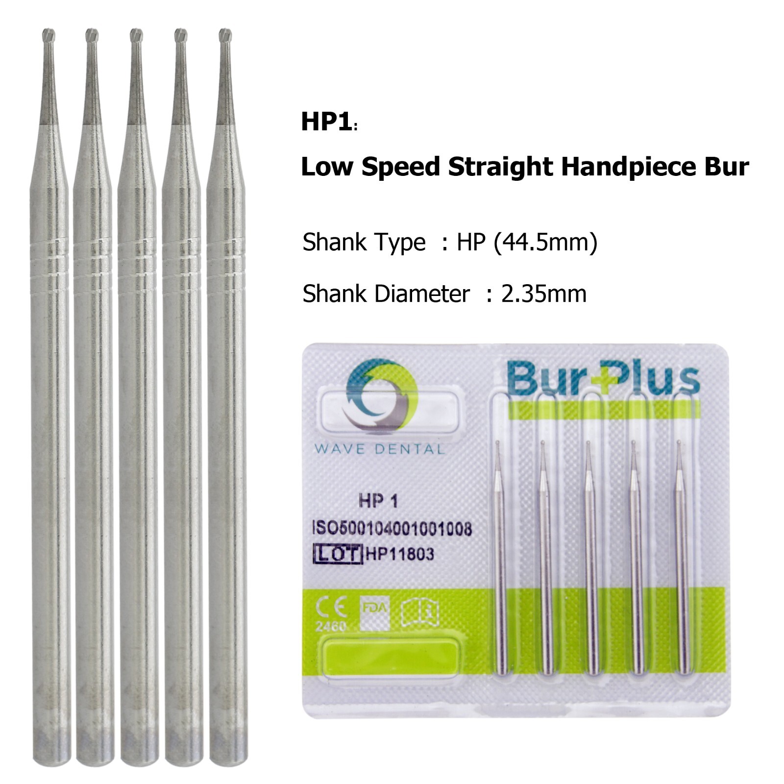 US Wave Dental Carbide Surgical Burs For Low Speed Straight Handpiece HP 44.5mm