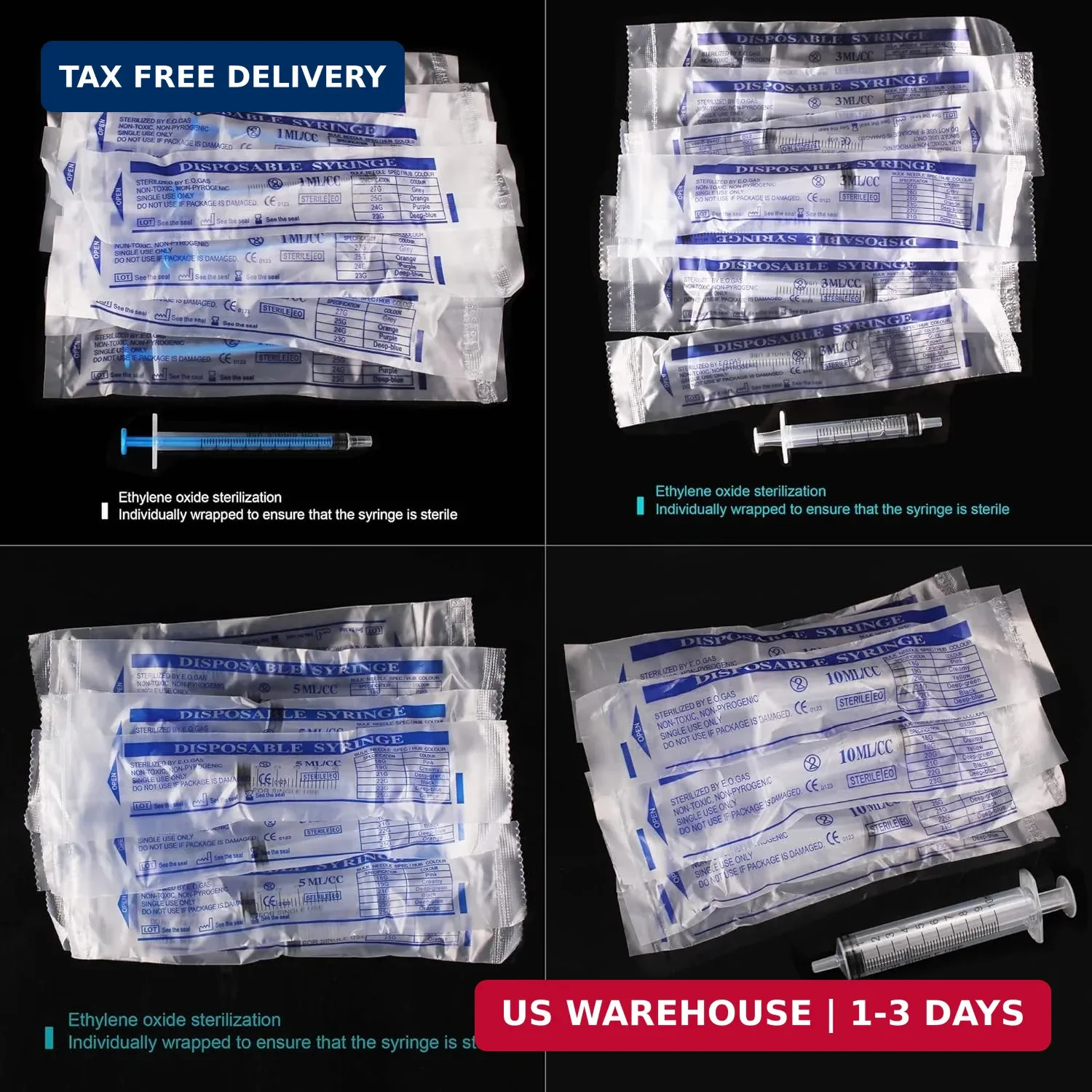 20Pack 1Ml / 3Ml / 5Ml / 10Ml Syringe without Needle – Small Plastic Syringes US