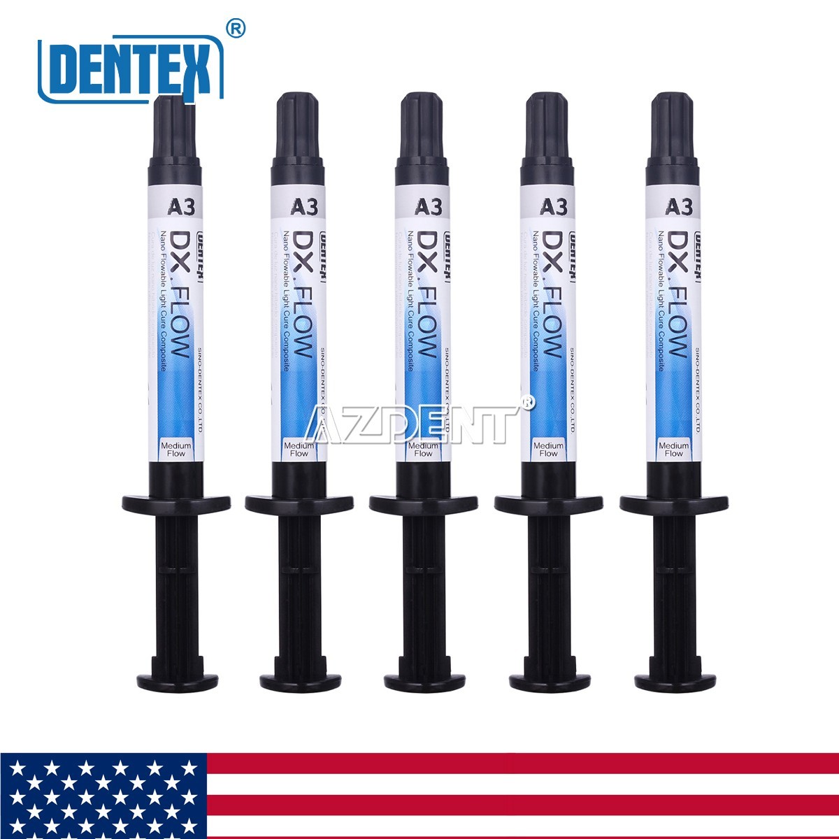 DX.FLOW Dental Flowable Light Cure Composite Resin Medium Flow DENTEX